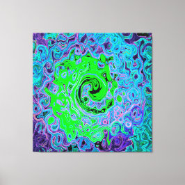 Limegroene Groovy Abstracte Retro Vloeibare Draaik Canvas Afdruk