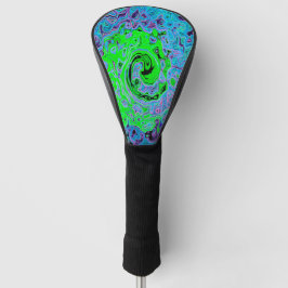 Limegroene Groovy Abstracte Retro Vloeibare Draaik Golfheadcover