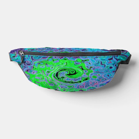 Limegroene Groovy Abstracte Retro Vloeibare Draaik Heuptasje (Liggend)