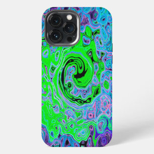 Limegroene Groovy Abstracte Retro Vloeibare Draaik iPhone 13 Pro Max Hoesje