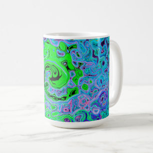 Limegroene Groovy Abstracte Retro Vloeibare Draaik Koffiemok