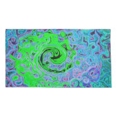 Limegroene Groovy Abstracte Retro Vloeibare Draaik Kussensloop (Achterkant-Links)