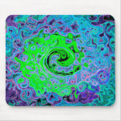Limegroene Groovy Abstracte Retro Vloeibare Draaik Muismat (Voorkant)