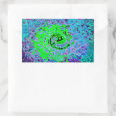 Limegroene Groovy Abstracte Retro Vloeibare Draaik Rechthoekige Sticker (Tas)