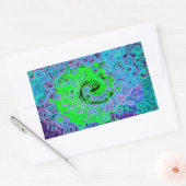 Limegroene Groovy Abstracte Retro Vloeibare Draaik Rechthoekige Sticker (Envelop)