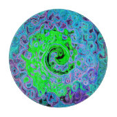Limegroene Groovy Abstracte Retro Vloeibare Draaik Snijplank (Voorkant)