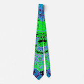 Limegroene Groovy Abstracte Retro Vloeibare Draaik Stropdas (Voorkant)