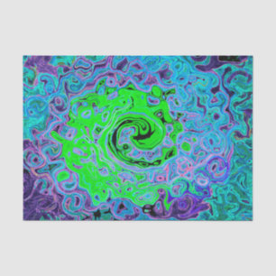 Limegroene Groovy Abstracte Retro Vloeibare Draaik Tissuepapier