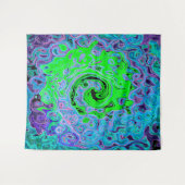 Limegroene Groovy Abstracte Retro Vloeibare Draaik Wandkleed (Voorkant (horizontaal))
