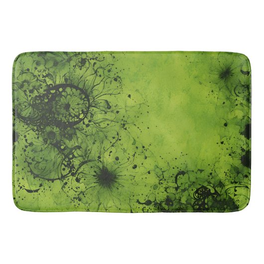 Limegroene grunge met zwarte accenten badmat (Voorkant)