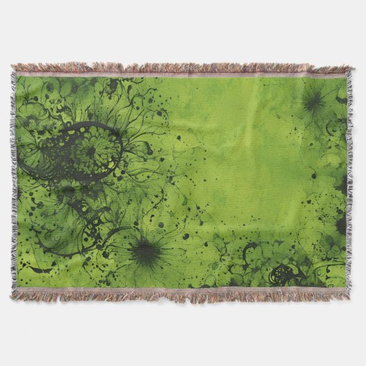Limegroene Grunge met Zwarte Accenten Deken (Voorkant)