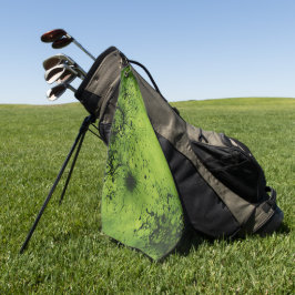 Limegroene grunge met zwarte accenten golfhanddoek