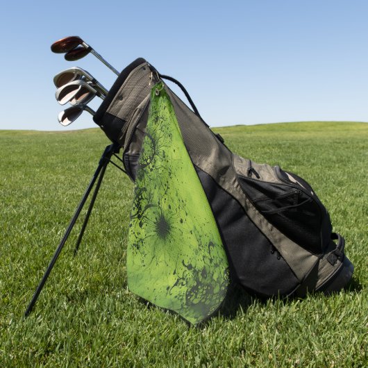 Limegroene grunge met zwarte accenten golfhanddoek (Groen)