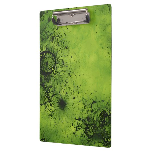 Limegroene Grunge met Zwarte Accenten Klembord (Links)