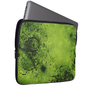 Limegroene grunge met zwarte accenten laptop sleeve