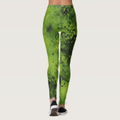 Limegroene Grunge met Zwarte Accenten Leggings (Achterkant)