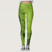 Limegroene Grunge met Zwarte Accenten Leggings (Voorkant)