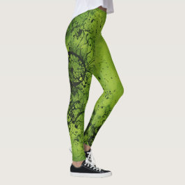 Limegroene Grunge met Zwarte Accenten Leggings