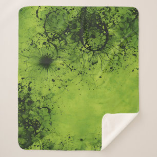 Limegroene Grunge met Zwarte Accenten Sherpa Deken