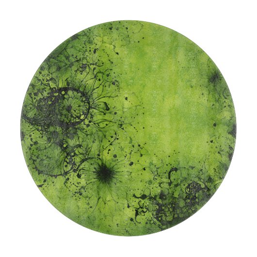 Limegroene Grunge met Zwarte Accenten Snijplank (Voorkant)