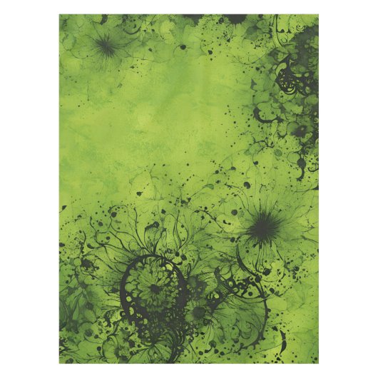 Limegroene Grunge met Zwarte Accenten Tafelkleed (Voorkant)