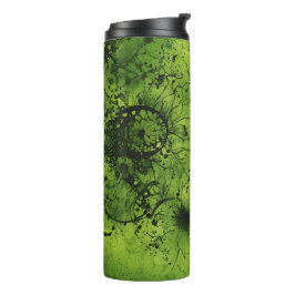 Limegroene grunge met zwarte accenten thermosbeker