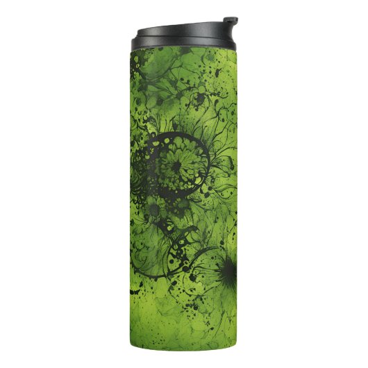 Limegroene grunge met zwarte accenten thermosbeker (Gedraaid links)