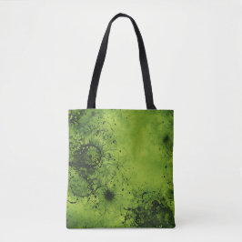 Limegroene grunge met zwarte accenten tote bag