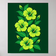 Limegroene hibiscusbloemen met groene bladeren