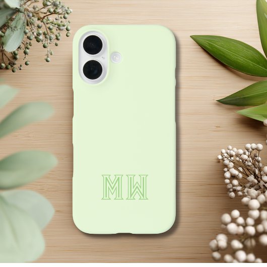 Limegroene Initiaal Monogram Eenvoudig Minimaal  Case-Mate iPhone Case