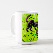 Limegroene kat garen koffiemok (Voorkant links)