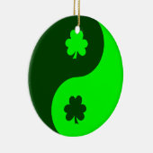 Limegroene Klaverblad Yin Yang 2 Keramisch Ornament (Rechts)