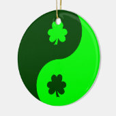 Limegroene Klaverblad Yin Yang 2 Keramisch Ornament (Links)