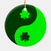 Limegroene Klaverblad Yin Yang 2 Keramisch Ornament (Achterkant)
