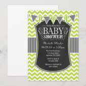 Limegroene krijtbord Chevron babyshower uitnodigin Kaart (Voorkant / Achterkant)