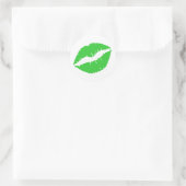 Limegroene lippenstift afdruk ronde sticker (Tas)