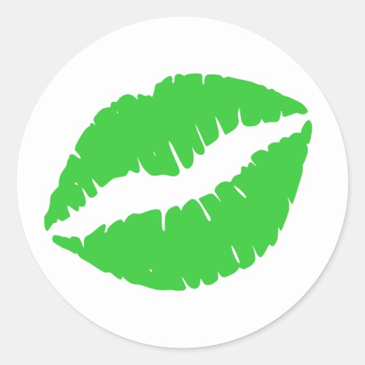 Limegroene lippenstift afdruk ronde sticker (Voorkant)