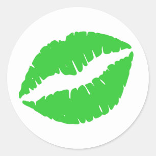Limegroene lippenstift afdruk ronde sticker