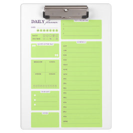 Limegroene minimalistische dagelijkse planner sjab klembord