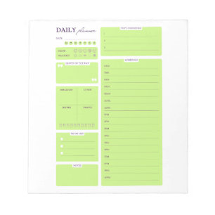 Limegroene minimalistische dagelijkse planner sjab notitieblok