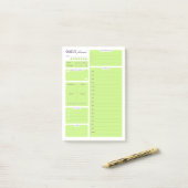 Limegroene Minimalistische Dagelijkse Planner Sjab Post-it® Notes (Op bureau)