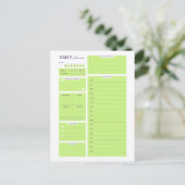 Limegroene minimalistische dagelijkse plannermodel briefkaart (Staand voorkant)