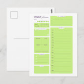 Limegroene minimalistische dagelijkse plannermodel briefkaart (Voorkant / Achterkant)