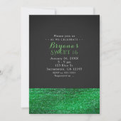 Limegroene moderne glamour sequins feest uitnodigi kaart (Voorkant)