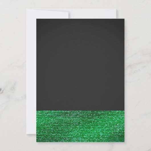 Limegroene moderne glamour sequins feest uitnodigi kaart (Achterkant)