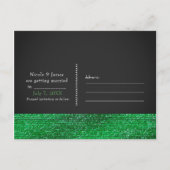 Limegroene moderne glamour sequins save the date aankondigingskaart (Achterkant)