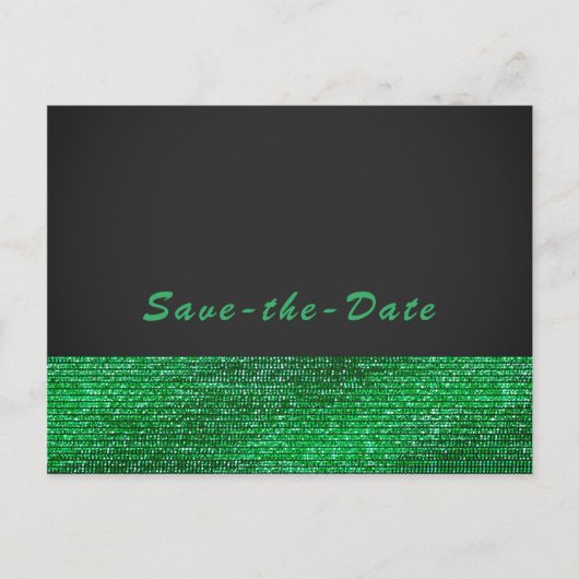 Limegroene moderne glamour sequins save the date aankondigingskaart (Voorkant)