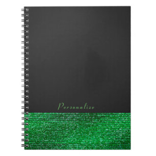 Limegroene moderne glamourpailletten elegante chiq notitieboek