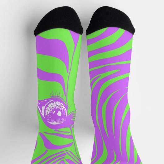 Limegroene Ongematchte Zebra Soks Sokken (Top)
