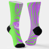 Limegroene Ongematchte Zebra Soks Sokken (Gebogen)